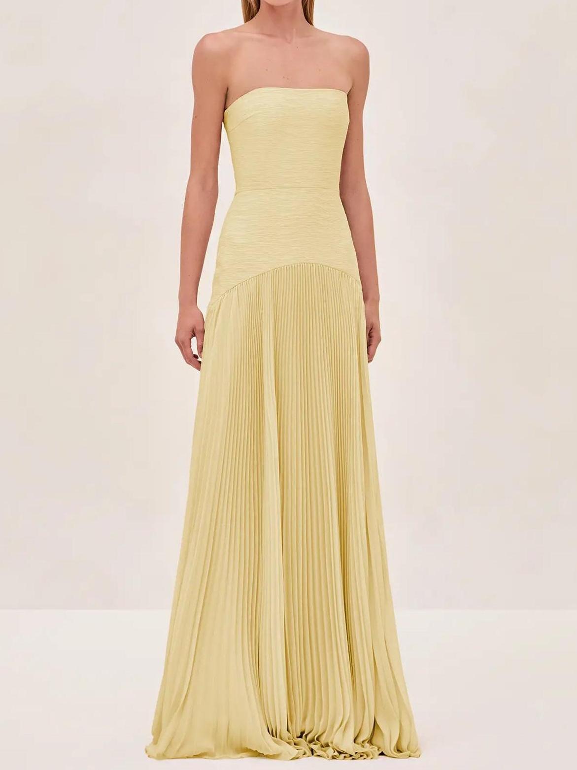 Valencia | Pleated Strapless Maxi Dress
