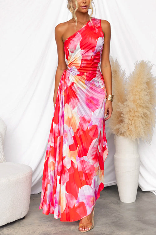 Clara | Elegant One-Shoulder Floral Dress
