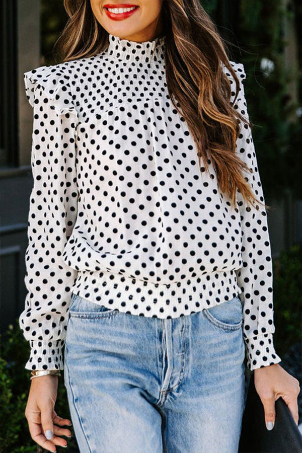 Aveline Pleated Dot Blouse