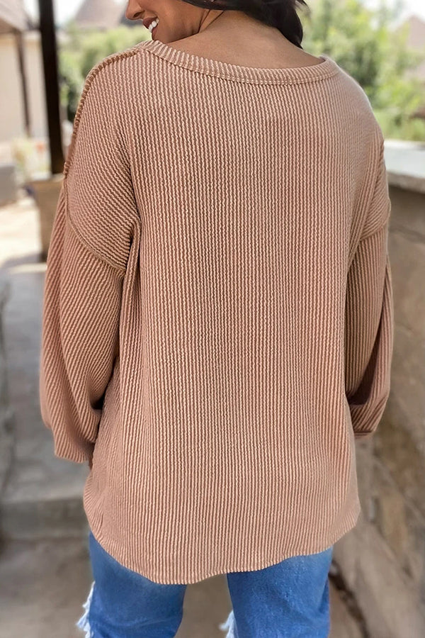 Liora Textured Lantern Sleeve Top