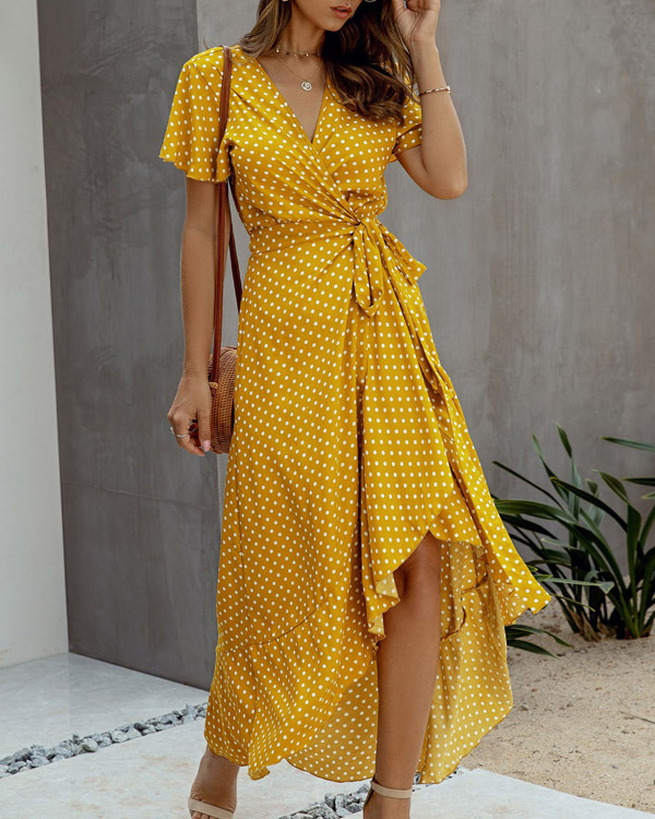 Mariselle | Floral Wrap Dress with Ruffles