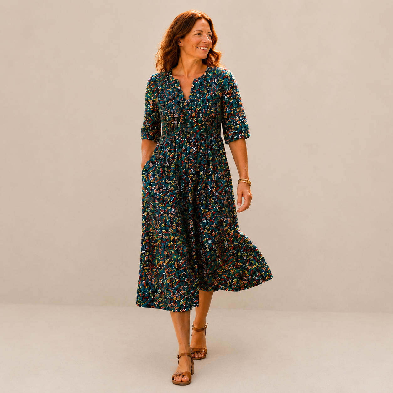 Lunara | Soft Floral Midi Dress