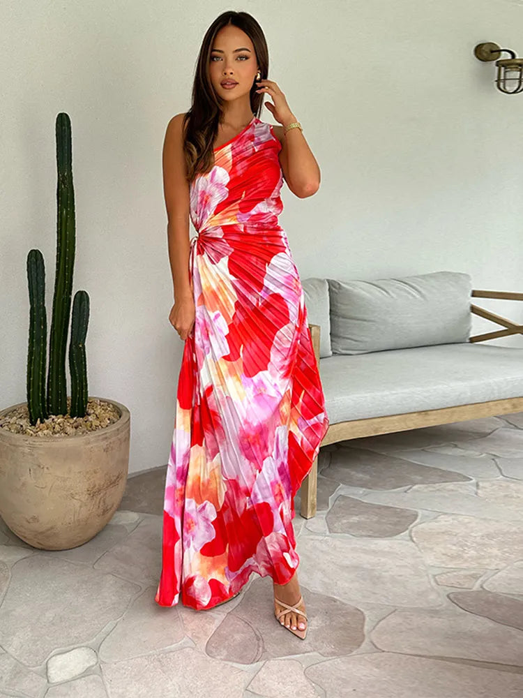 Clara | Elegant One-Shoulder Floral Dress