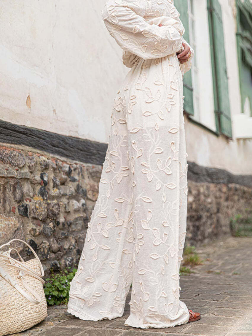 Caelira Jacquard Wide Leg Pants