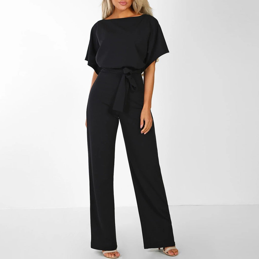 Zyvella | Belted Wide Leg Jumpsuit