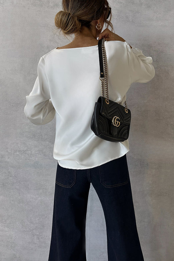 VELINA | DRAPED SATIN BLOUSE