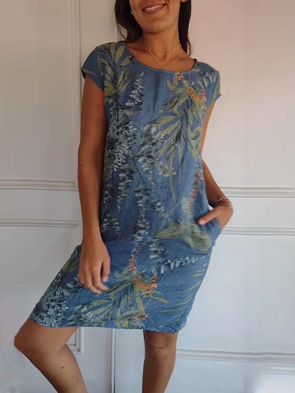 Thaelya | Leaf Print Summer Dress