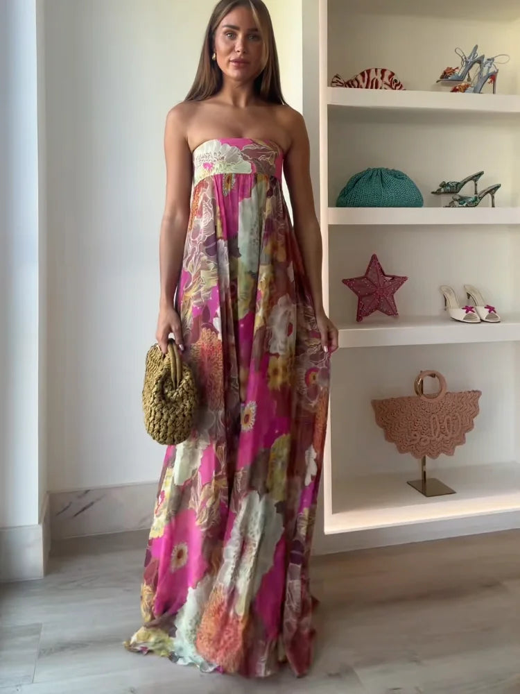 Olivia | Strapless Floral Maxi Dress