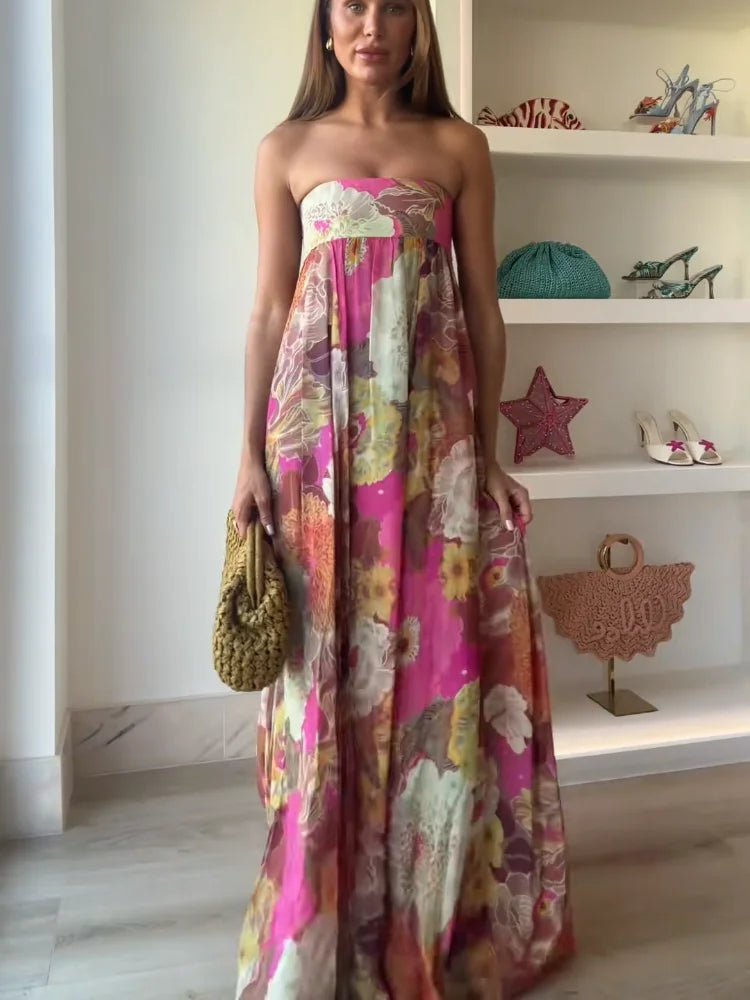 Olivia | Strapless Floral Maxi Dress