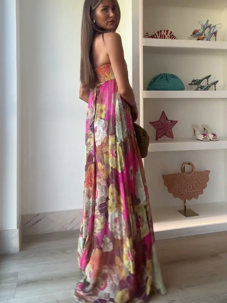 Olivia | Strapless Floral Maxi Dress