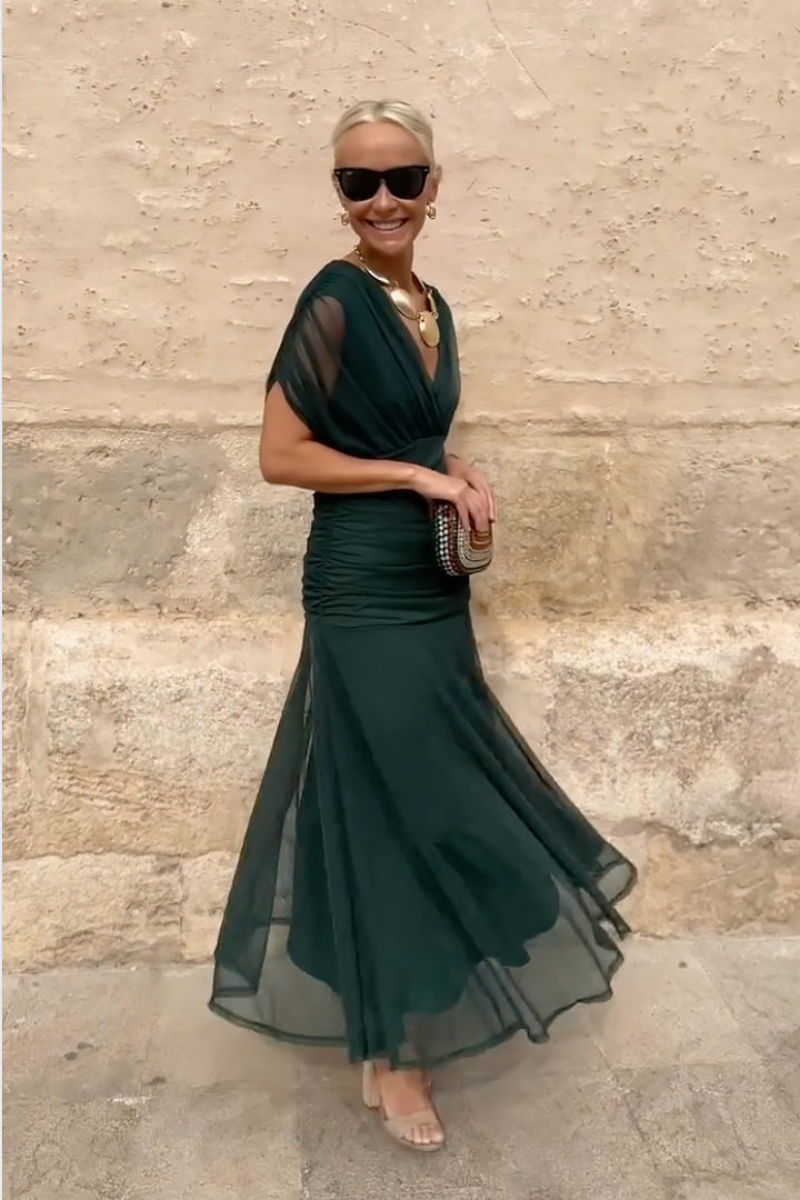 Luisa | Elegante Abito Lungo da Cerimonia con Scollo a V