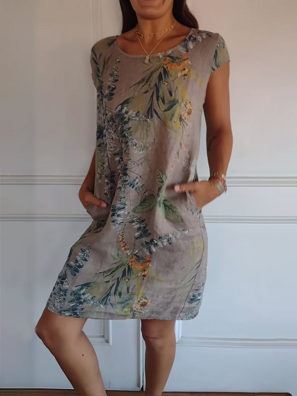 Thaelya | Leaf Print Summer Dress