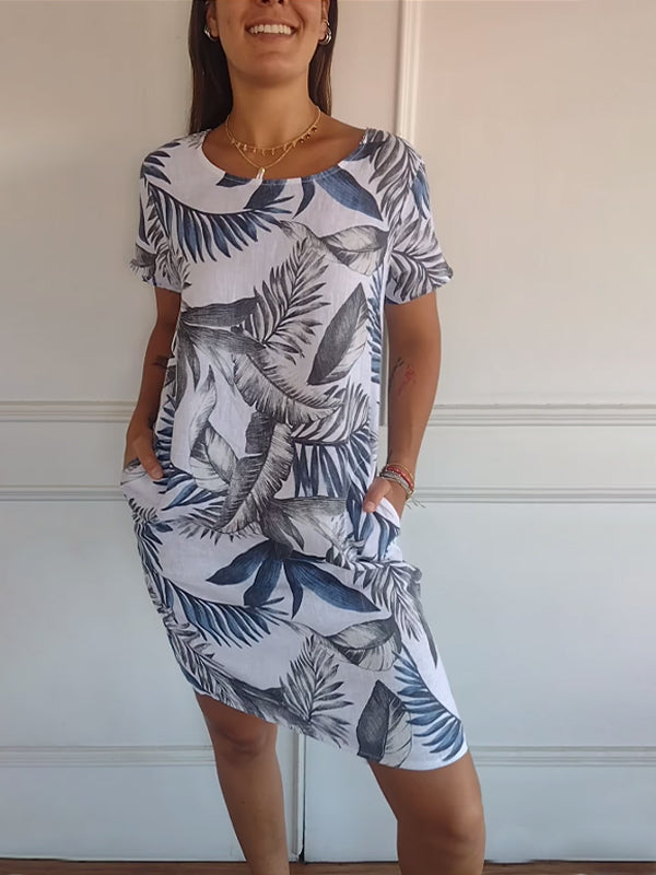 Thaelya | Leaf Print Summer Dress