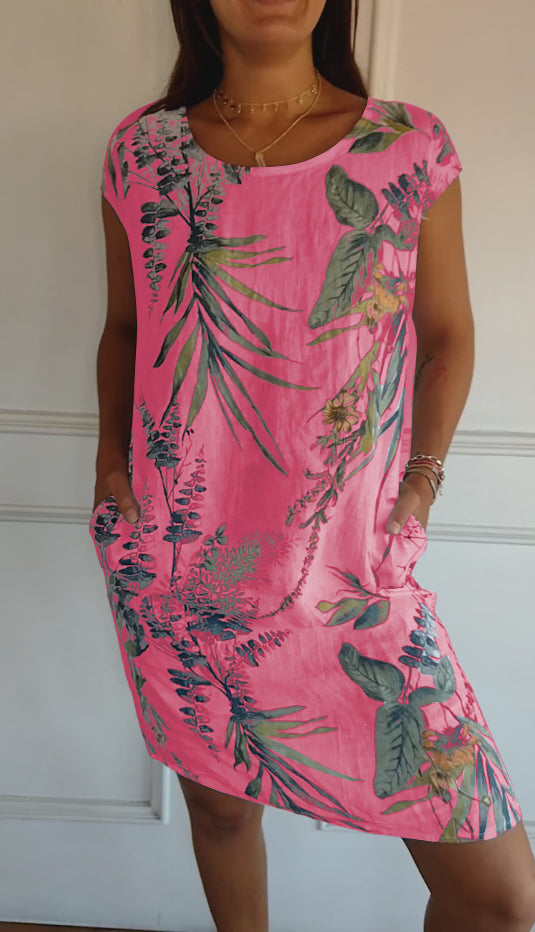 Thaelya | Leaf Print Summer Dress