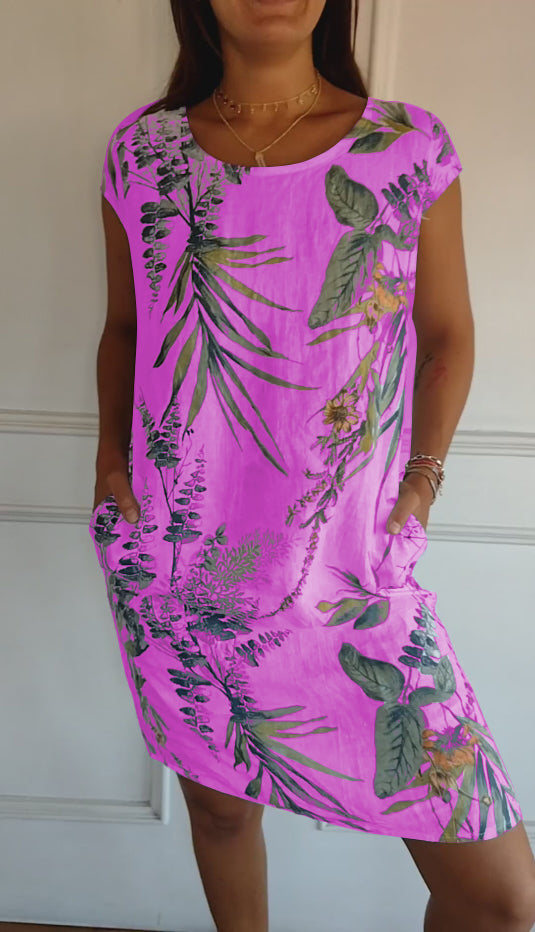 Thaelya | Leaf Print Summer Dress
