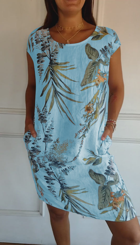 Thaelya | Leaf Print Summer Dress