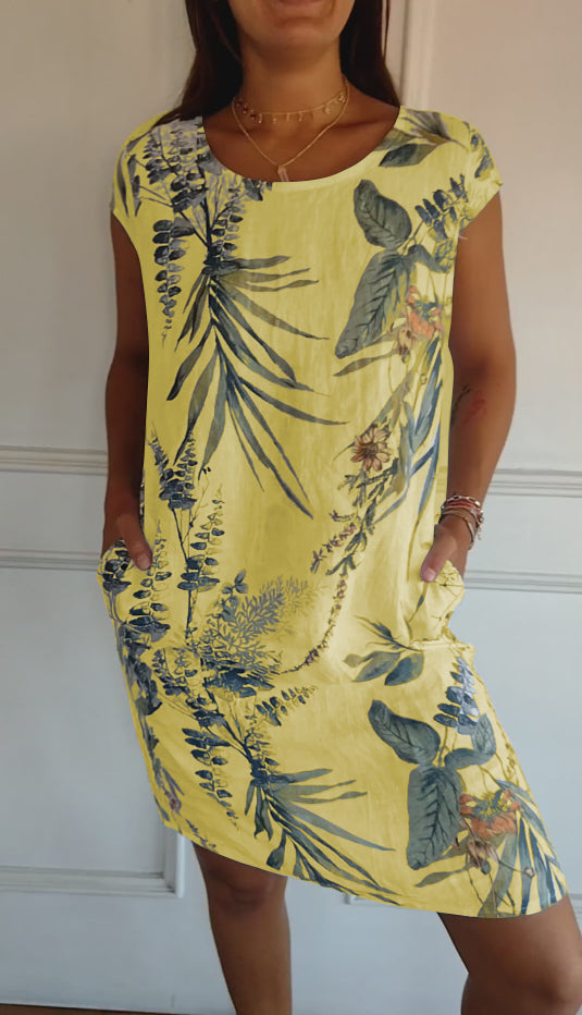 Thaelya | Leaf Print Summer Dress