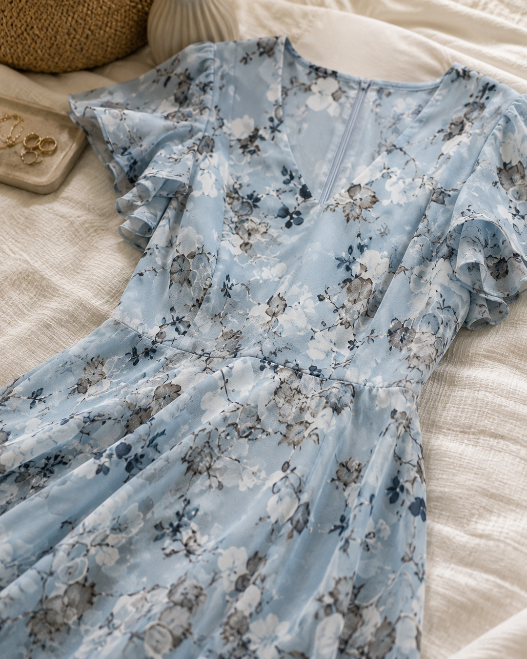 MARIELLE | ABITO MAXI FLOREALE CON SCOLLO A V