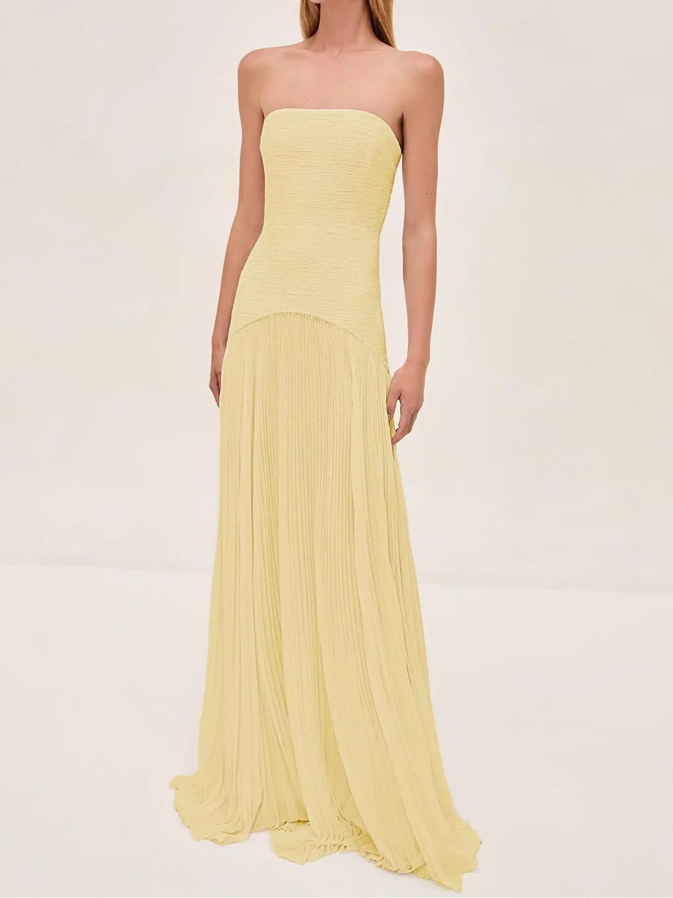 Valencia | Pleated Strapless Maxi Dress