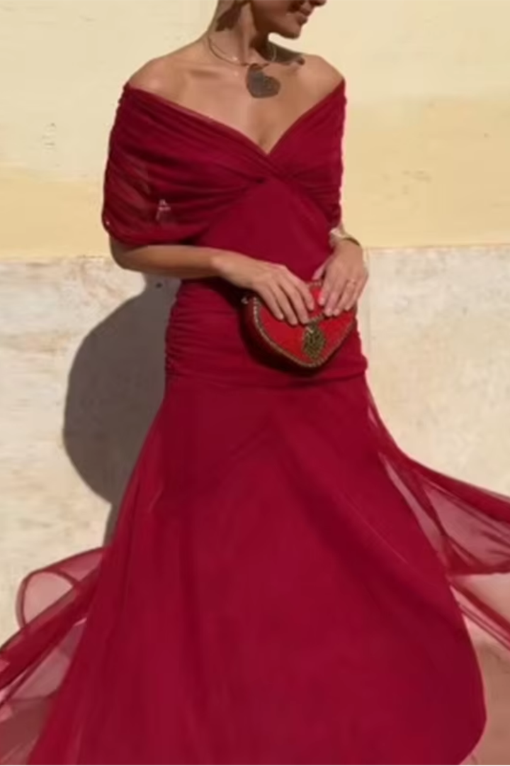 Luisa | Elegante Abito Lungo da Cerimonia con Scollo a V