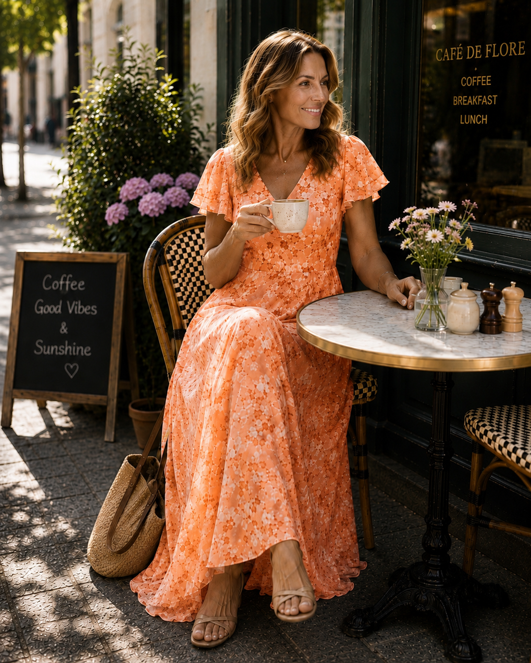 MARIELLE | ABITO MAXI FLOREALE CON SCOLLO A V