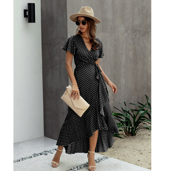 Mariselle | Floral Wrap Dress with Ruffles