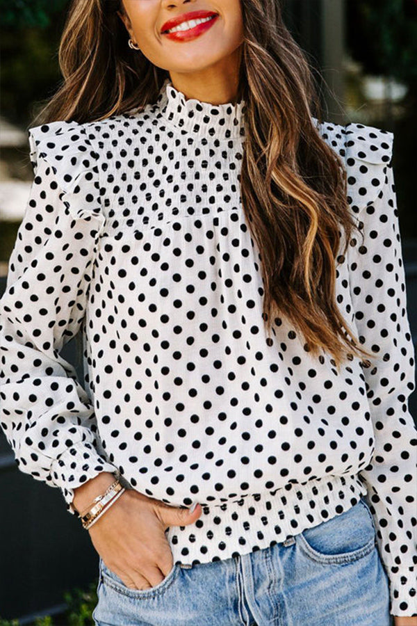Aveline Pleated Dot Blouse