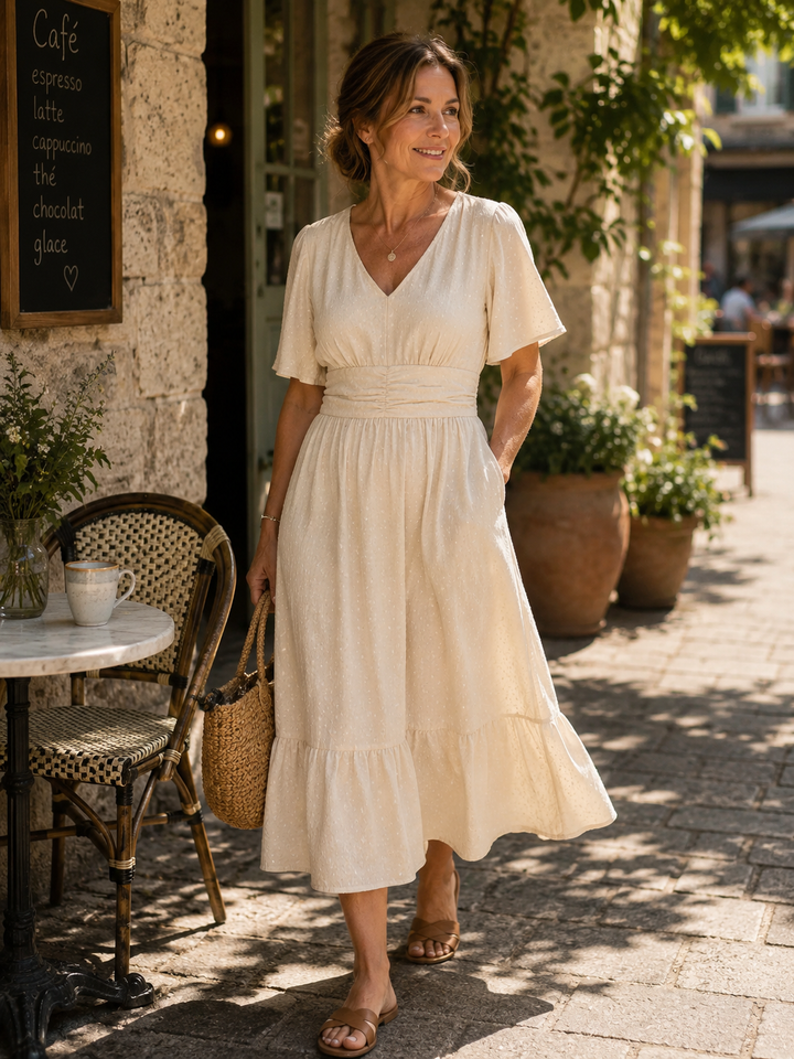 ALESSIA | ABITO MIDI CON SCOLLO A V