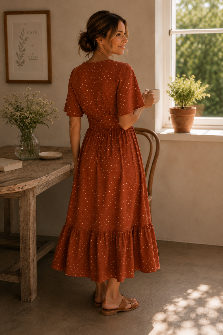 ALESSIA | ABITO MIDI CON SCOLLO A V