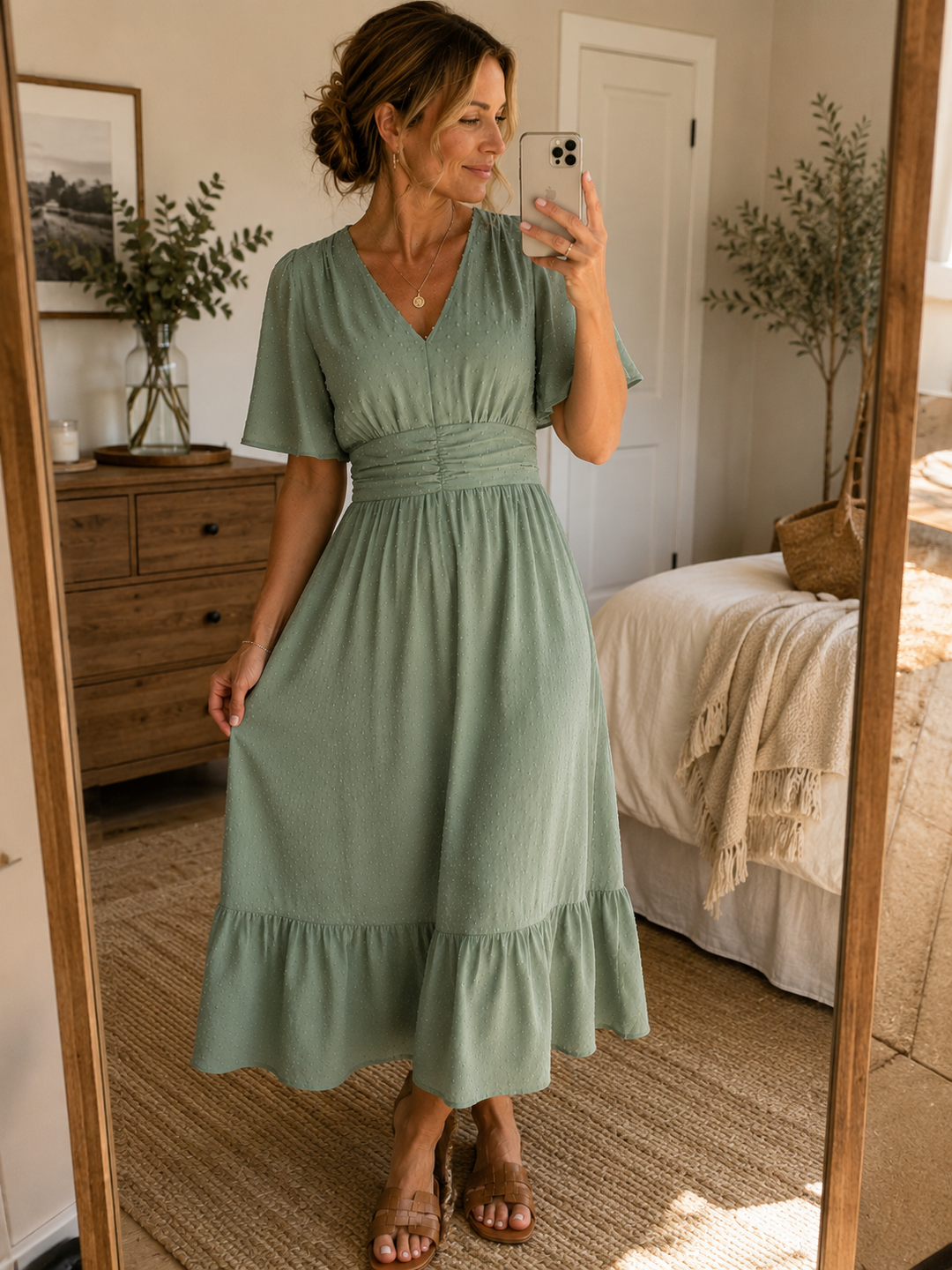 ALESSIA | ABITO MIDI CON SCOLLO A V