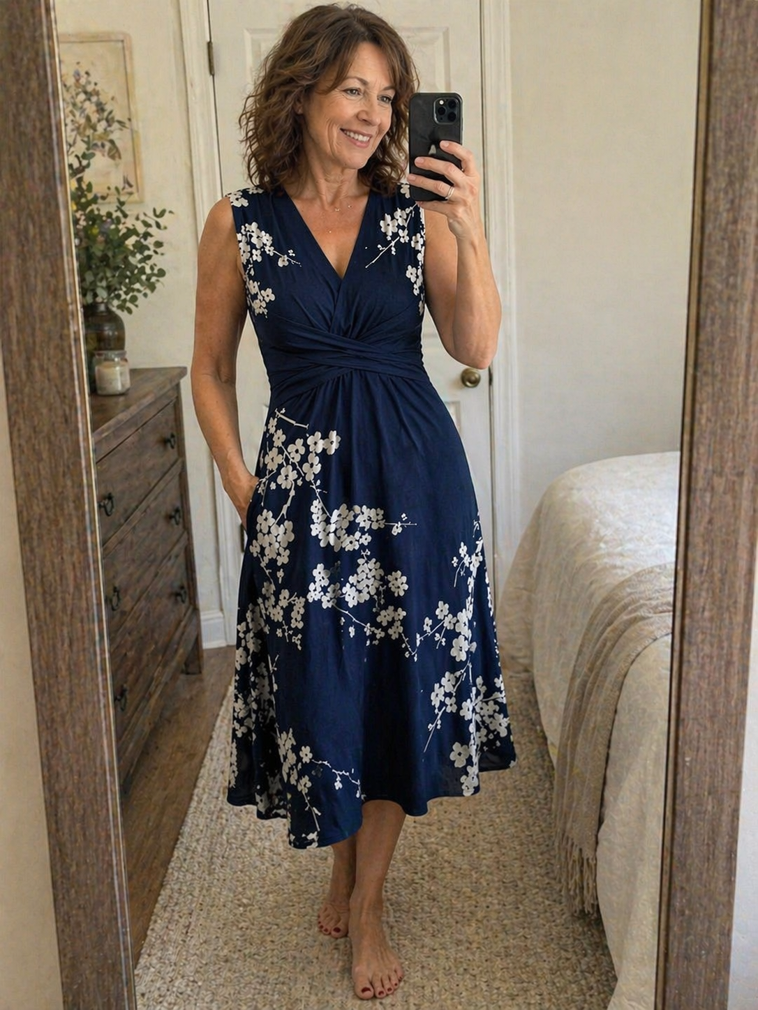 Noréa | V-Neck Floral Midi Dress