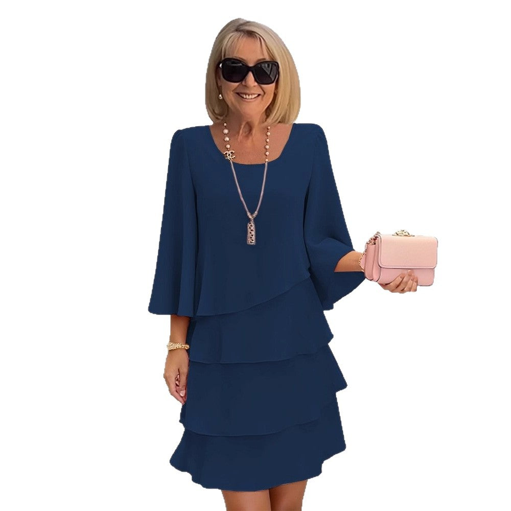 Maria | Elegante Abito Midi con Balze