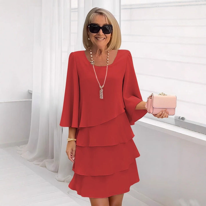 Maria | Elegante Abito Midi con Balze