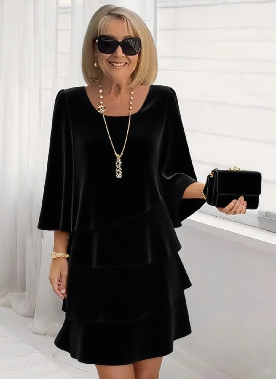 Maria | Elegante Abito Midi con Balze