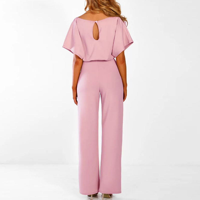 Zyvella | Belted Wide Leg Jumpsuit