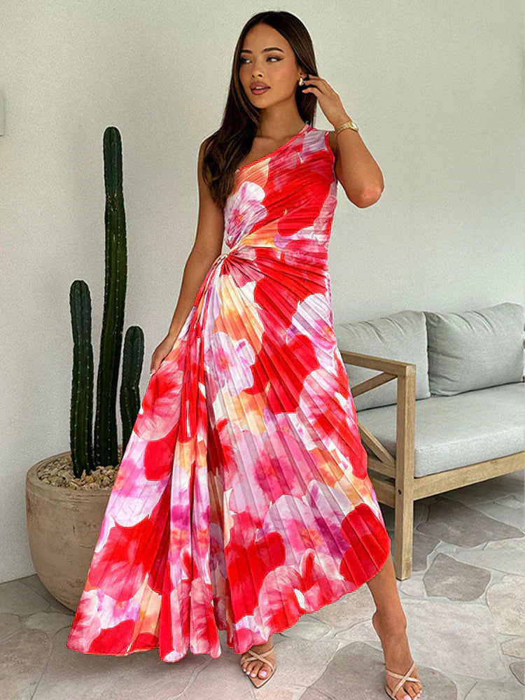 Clara | Elegant One-Shoulder Floral Dress