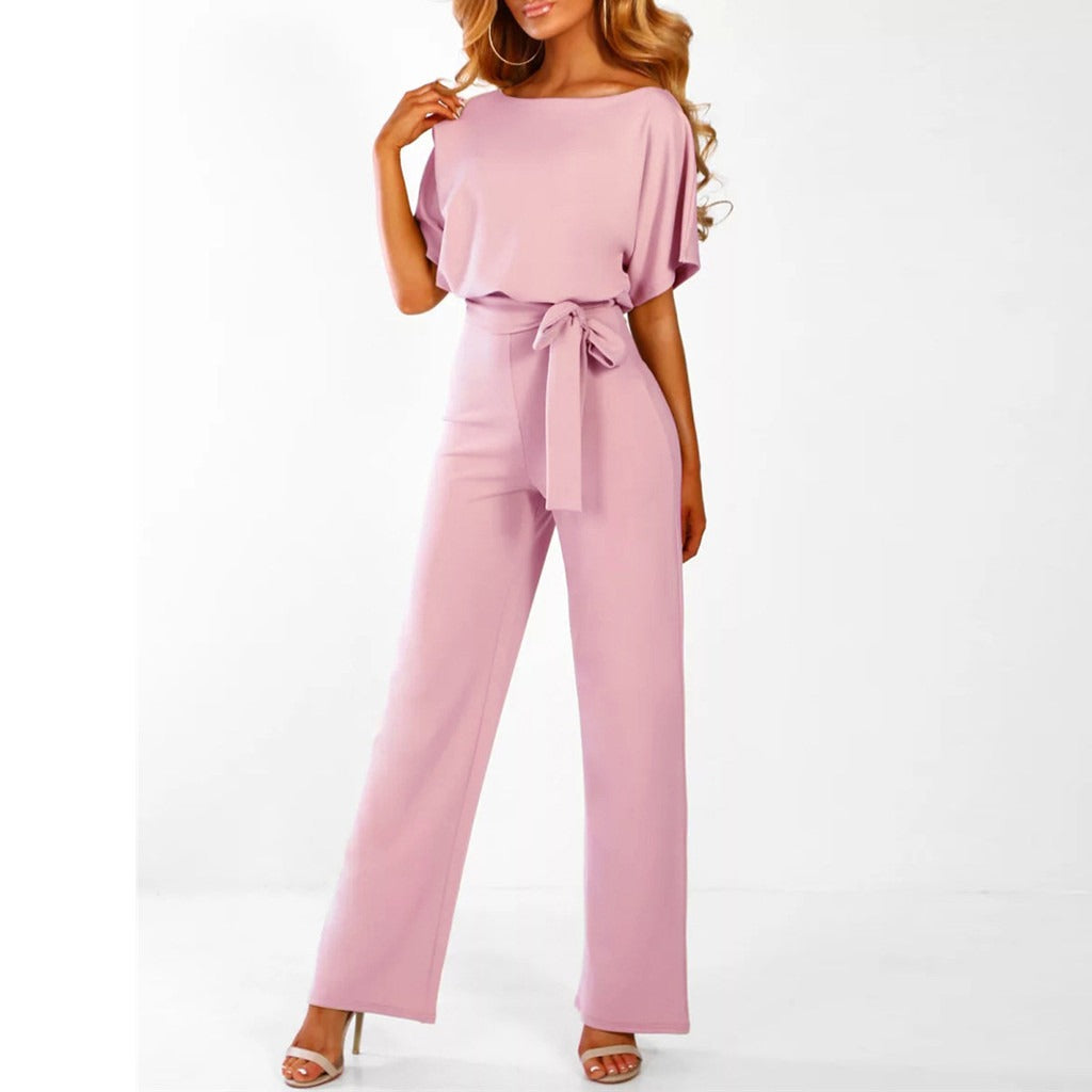 Zyvella | Belted Wide Leg Jumpsuit