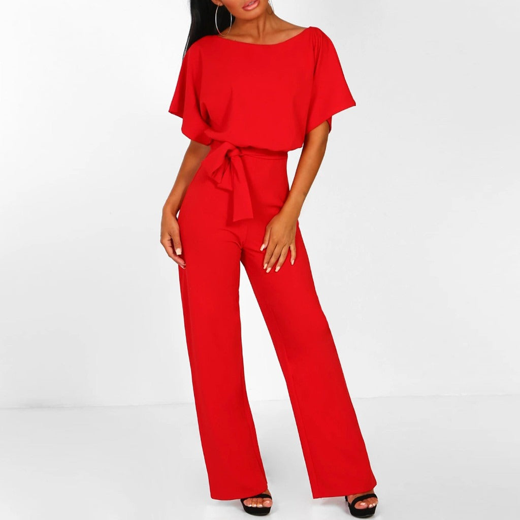 Zyvella | Belted Wide Leg Jumpsuit