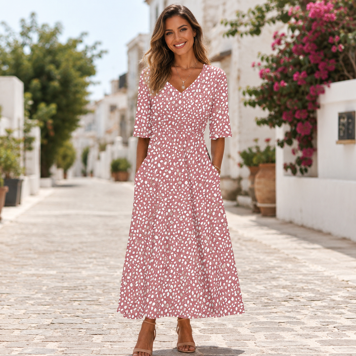 Francesca | Abito Midi Elegante che Valorizza e Snellisce la Figura