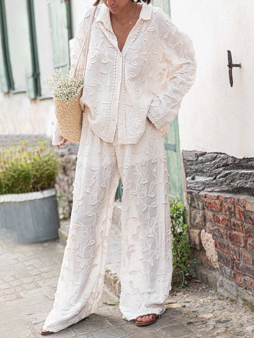 Caelira Jacquard Wide Leg Pants
