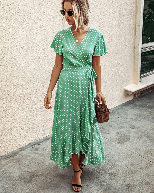 Mariselle | Floral Wrap Dress with Ruffles