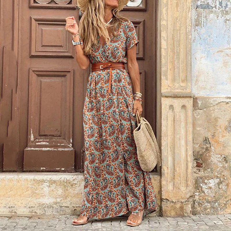 Kaia | Boho Paisley Maxi Dress