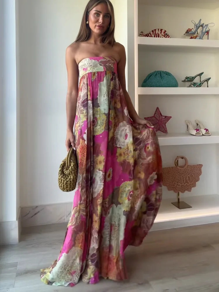 Olivia | Strapless Floral Maxi Dress