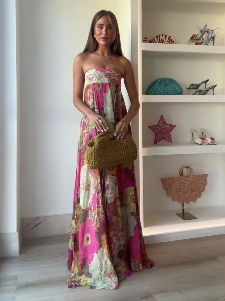 Olivia | Strapless Floral Maxi Dress